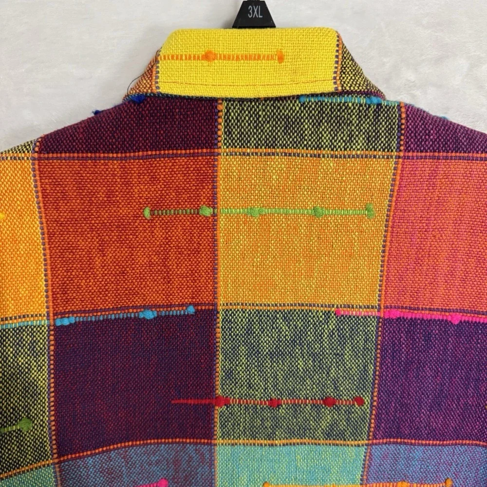 Vintage Rainbow Blazer Jacket Size XS Boxy Colorful Neon Pop Art Deco Tribal 90s